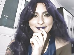 Giantess Psylocke found lil' man in her guest room and made him look at her while masturbating - Miracle Costume play
