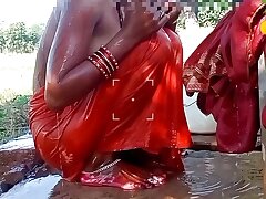 Neha bhabhi was taking bath outside, husband's pecker stood up and he went home and ravaged Neha bhabhi