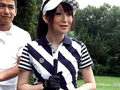 Educator and other Men talk Japanese Teen to Blowbang at Golf Lesson