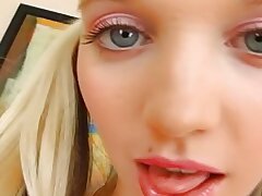 A tight and horny blond teen from Germany loves milking