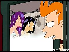 Futurama Anime porn - Shower three-way