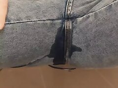 She pees in her denim and makes him exhilarated