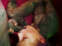 buttfuck cumshot bedroom poke with tattooed dreadgirl atporn