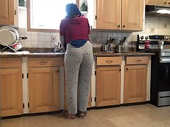 Syrian Wifey Lets Eighteen Year Old German Stepson Fuck Her In The Kitchen