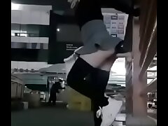 Girl fucks dildo at work