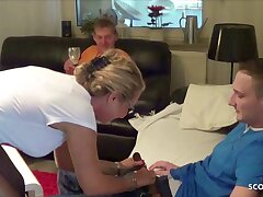 Hotwife See his German Wife While Pulverize Young Delivery Stud