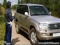 Russian policeman and blonde