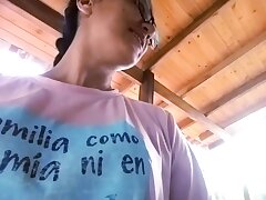 Ultra-kinky Girl Wanking With thumbs Outdoors Secretly