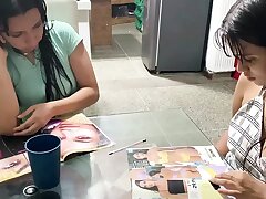 while looking at some magazines with my friend I get super-naughty until I fuck her and make her dump