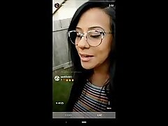 Husband surpirses IG influencer wife while she's live. Shoots a load on her face.