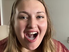 Wifey Swallows Cum with a Smile. Blow Blowjob, guzzle with a smile!
