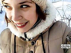 Amateur outdoor winter sucky-sucky