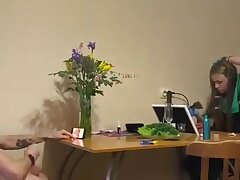 While my gf dyes her hair, I calmly wank off and jizz