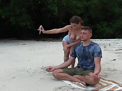 Meditation on the beach! Dirty Oral job from stranger girl!