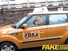 Fake Driving College pretty diminutive dark-hued chick with super-cute mammories