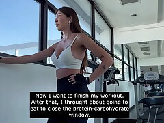 A dude privately filmed girl in the gym on the video, went up to her and offered oral sex in the toilet