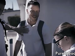 Bullied babes r. poke three-way