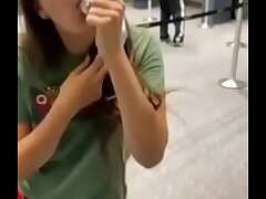 Anal Butt-plug eliminate and slurp at the gym