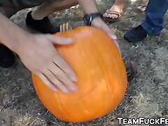 Sex industry stars pick up random fellows to fuck for Halloween