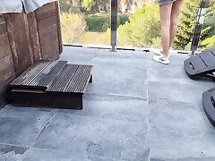Squirting bunch On a patio in the mountains – Ejaculation