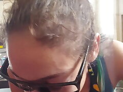 Still more ultra-cute dweeb woman giving head