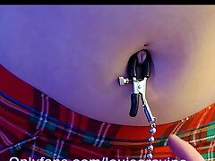 Outie Stomach Button Torture With A Nipple Pin