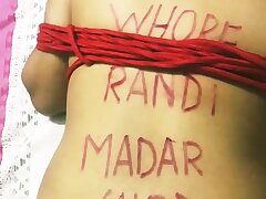 Indian wife domination & submission slave slut tied and whipped, big backside – moaning noisily