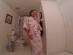 Jizzing in the shower at Airbnb