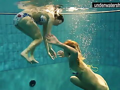 Andrea and Monica steamy nubiles in the pool