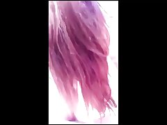 Chubby ginger-haired gargles and tears up in backyard