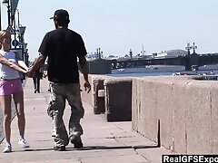 Russian platinum-blonde Olga meets BBC while jogging