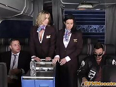 Butt-banged CFNM stewardess joins mile high bar