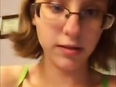 adorable nerdy glasses gal displaying off
