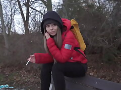 Public Agent Dominno and her Big Tits Fucked in Motel Guest room