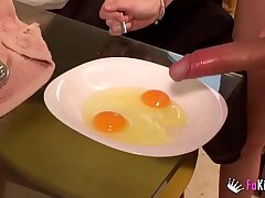 Ainara luvs slurping cum omelettes for breakfast