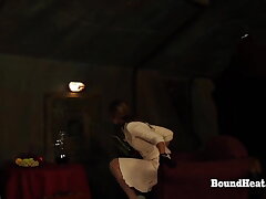 Betrayed Cargo: Hands In Ropes And Whip Romping Her Back