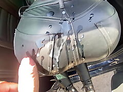 All in Leather chick get ravaged outdoor