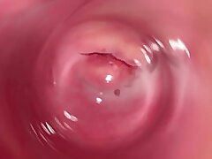 Internal camera inwards taut cream colored Vagina, Dick's POV