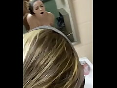 Cute lady gets bent over public bathroom submerge