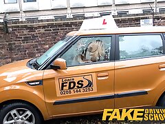 Fake Driving College Redhead Ella Hughes tongues instructors jizz