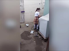 I find my Adorable Schoolgirl step daughter-in-law washing her lingerie!