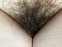extreme close up on my hairy cooter good-sized bush 4k HD video hairy fetish