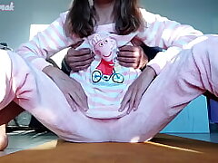 stepbrother rigid jacking vag and small tits stepsister in pajama