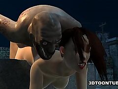 Busty Three dimensional toon babe getting fucked rigid by a zombie
