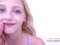 Skinny Teenage gets cock-squeezing coochie creampied at audition