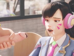 Sweet DVa from Overwatch Plowed by Enormous Spear