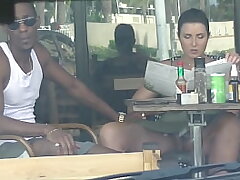 Cuckold Wifey #4 Part 3 - Hubby films me outside a cafe Upskirt Showcasing and having an Multiracial affair with a Dark-hued Man!!!
