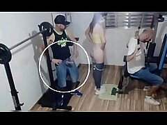 Unfaithful gf hotwife on her husband right next to her at the gym!