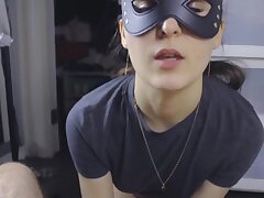 Step-sister gives blowage to brother and swallows his sperm.