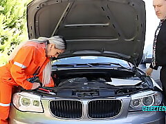 The fellow I went to fix the car, he was crazy and when he finds out my broken overalls he gets hot and fucks me on top of the car